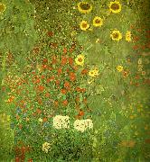 Gustav Klimt tradgard med solrosor oil painting artist